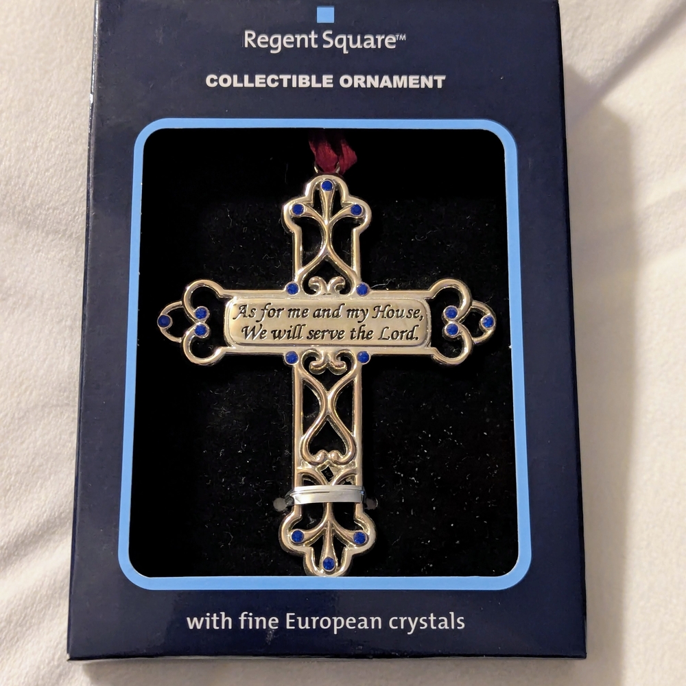 Regent Square Collectible Cross Ornament with Blue Accents